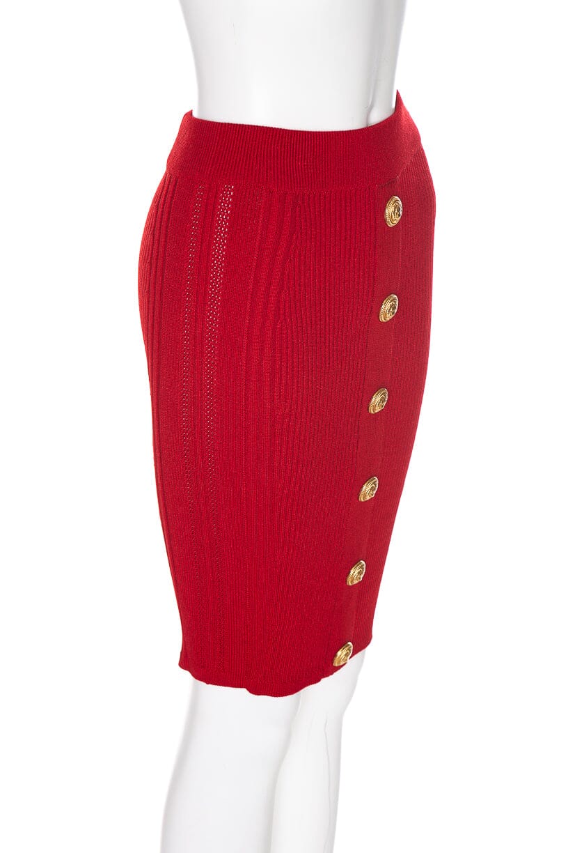 Balmain Red Viscose Knit Skirt SZ 40 - Image 2