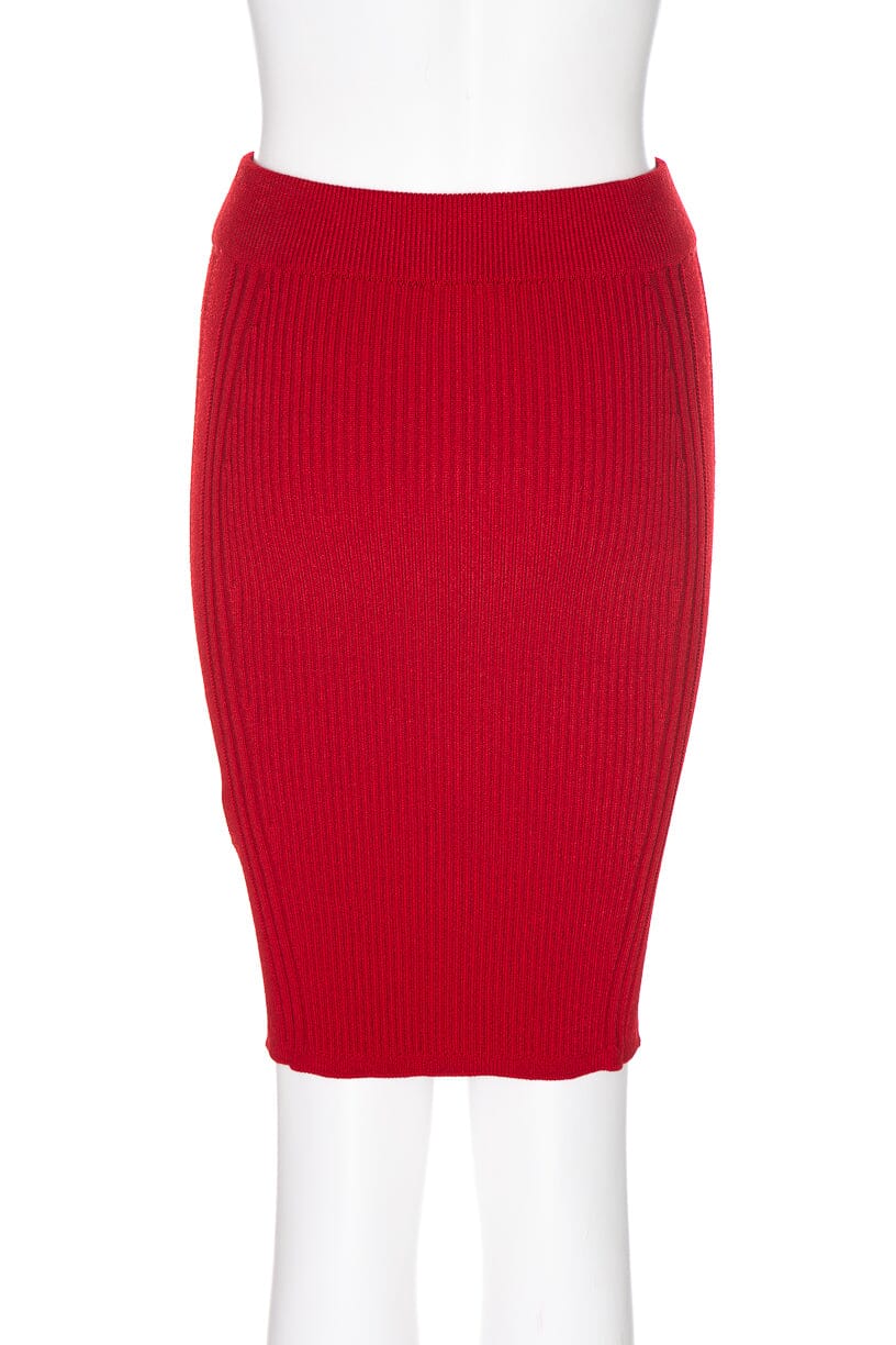 Balmain Red Viscose Knit Skirt SZ 40 - Image 3