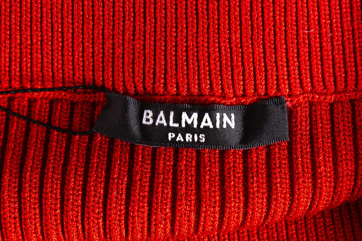 Balmain Red Viscose Knit Skirt SZ 40 - Image 4