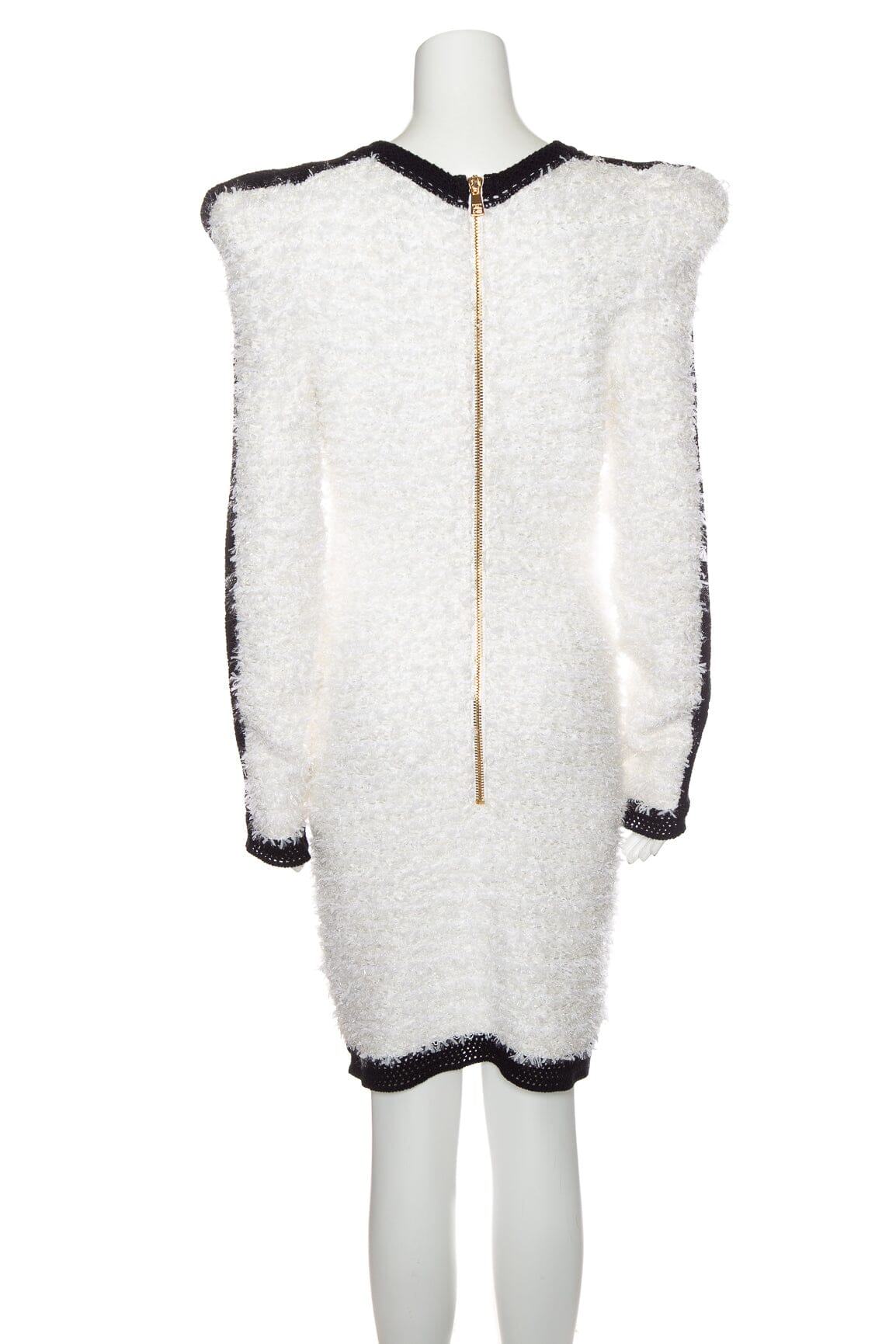 Balmain White and Black Tweed Knee Length Dress SZ 42 - Image 3