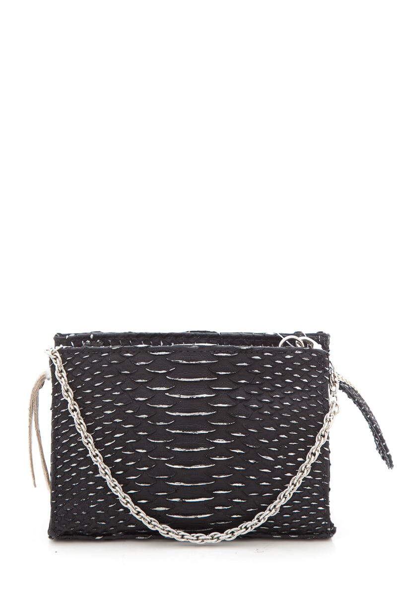 Blu + Baker Black Mini Genuine Snakeskin Handbag NWT