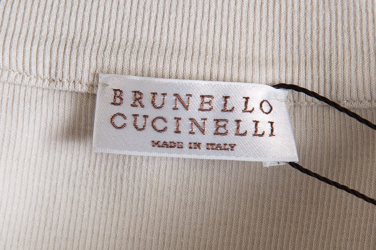 Brunello Cucinelli Beige Ribbed Off the Shoulder Top SZ M - Image 4