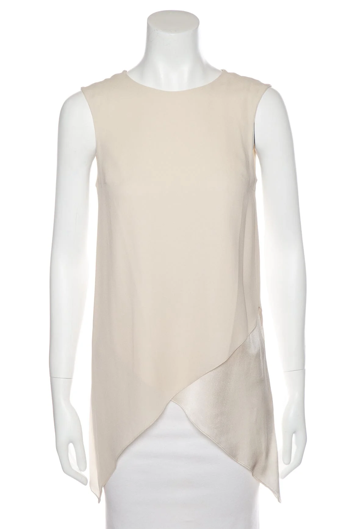 Brunello Cucinelli Cream Silk Sleeveless Blouse SZ XS