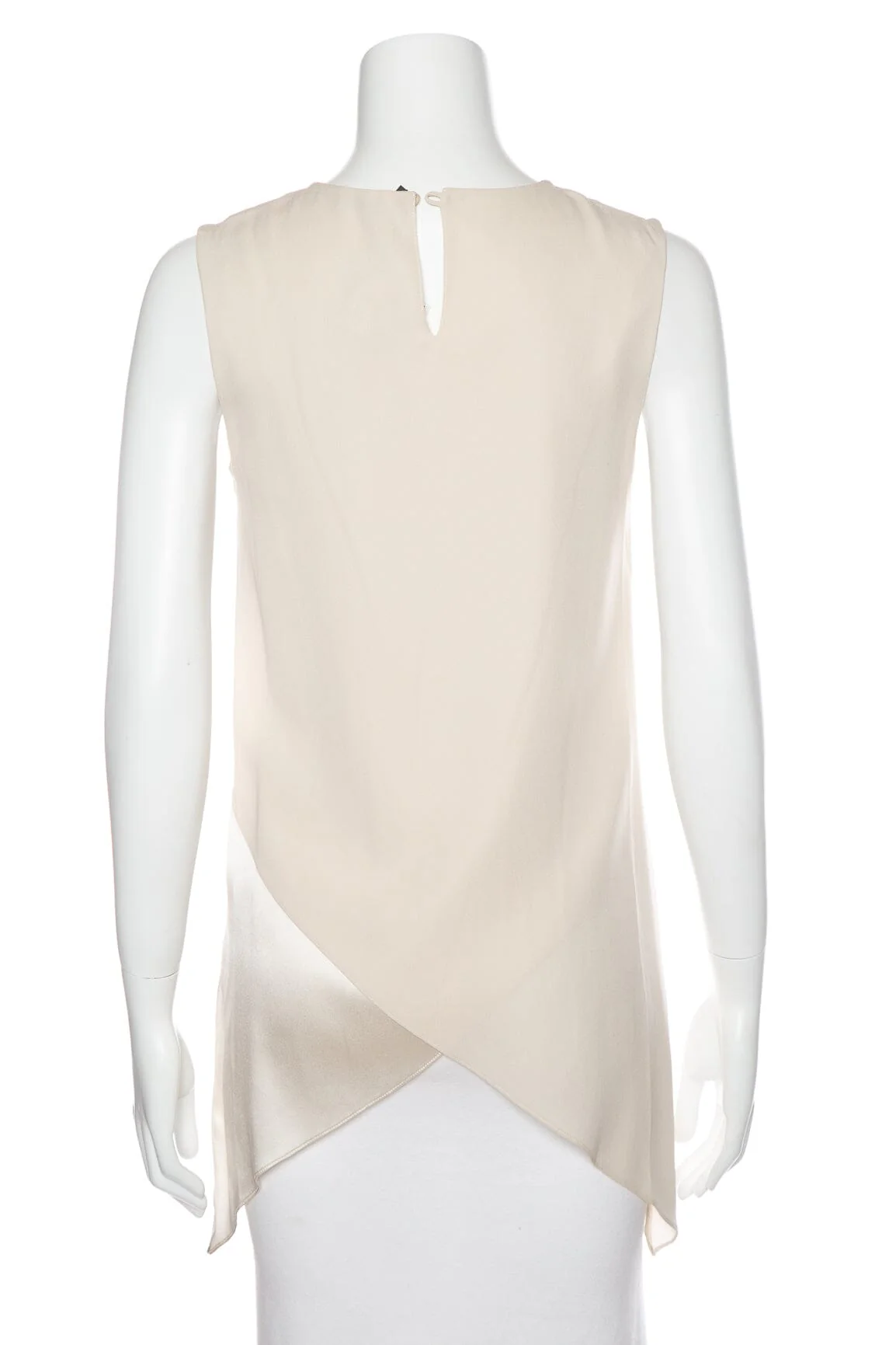 Brunello Cucinelli Cream Silk Sleeveless Blouse SZ XS - Image 3