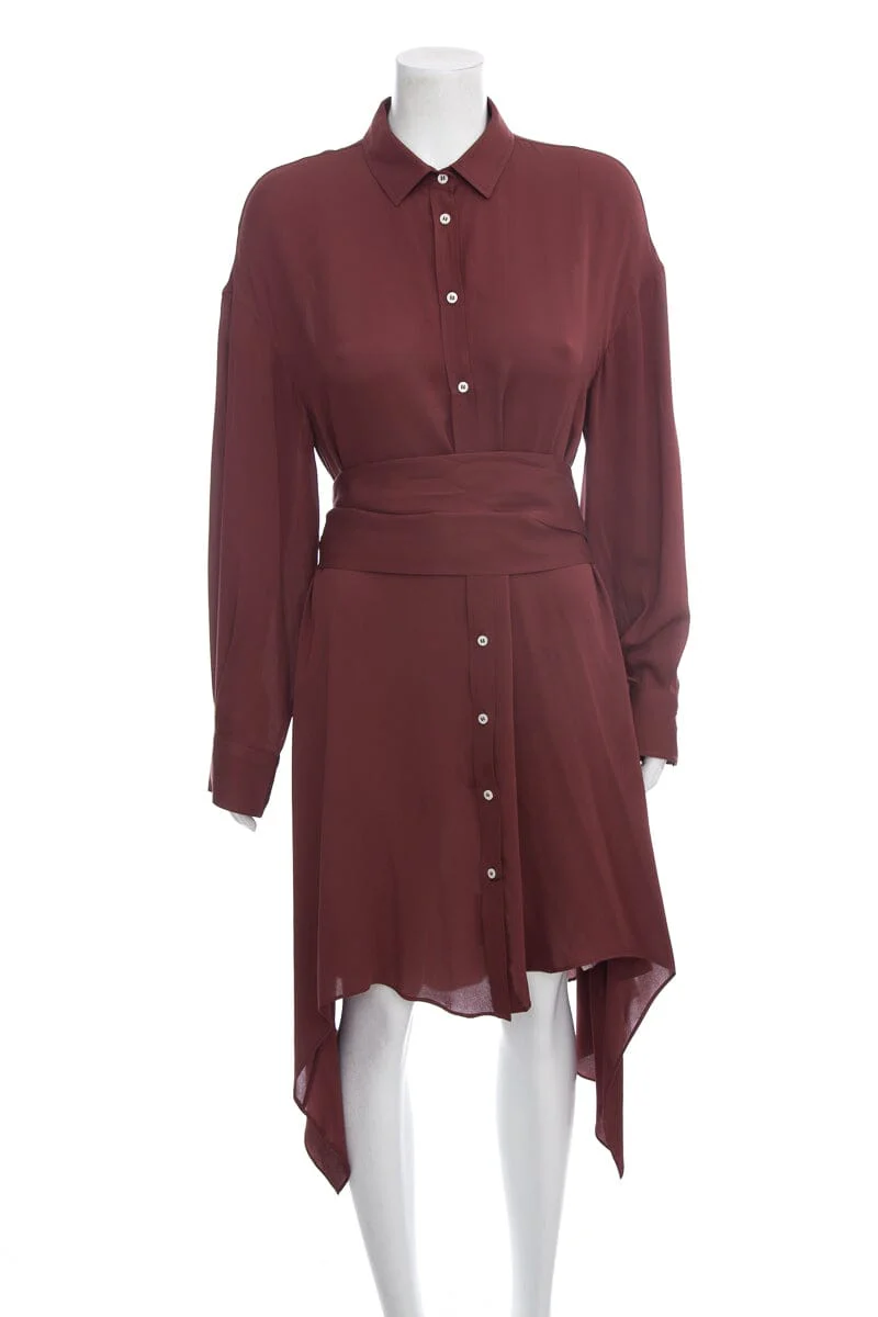 Brunello Cucinelli Silk Wine Color Dress SZ XL