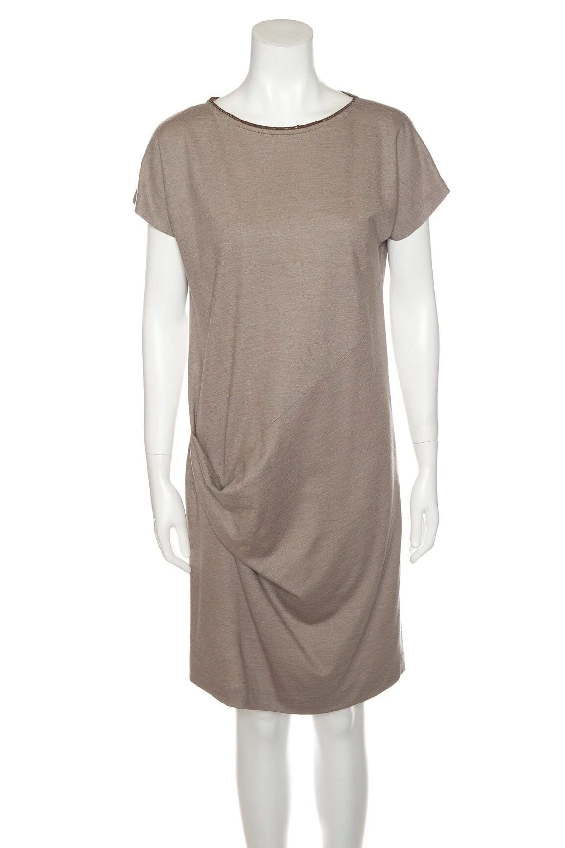 Brunello Cucinelli Taupe Crossover Mini Dress SZ M