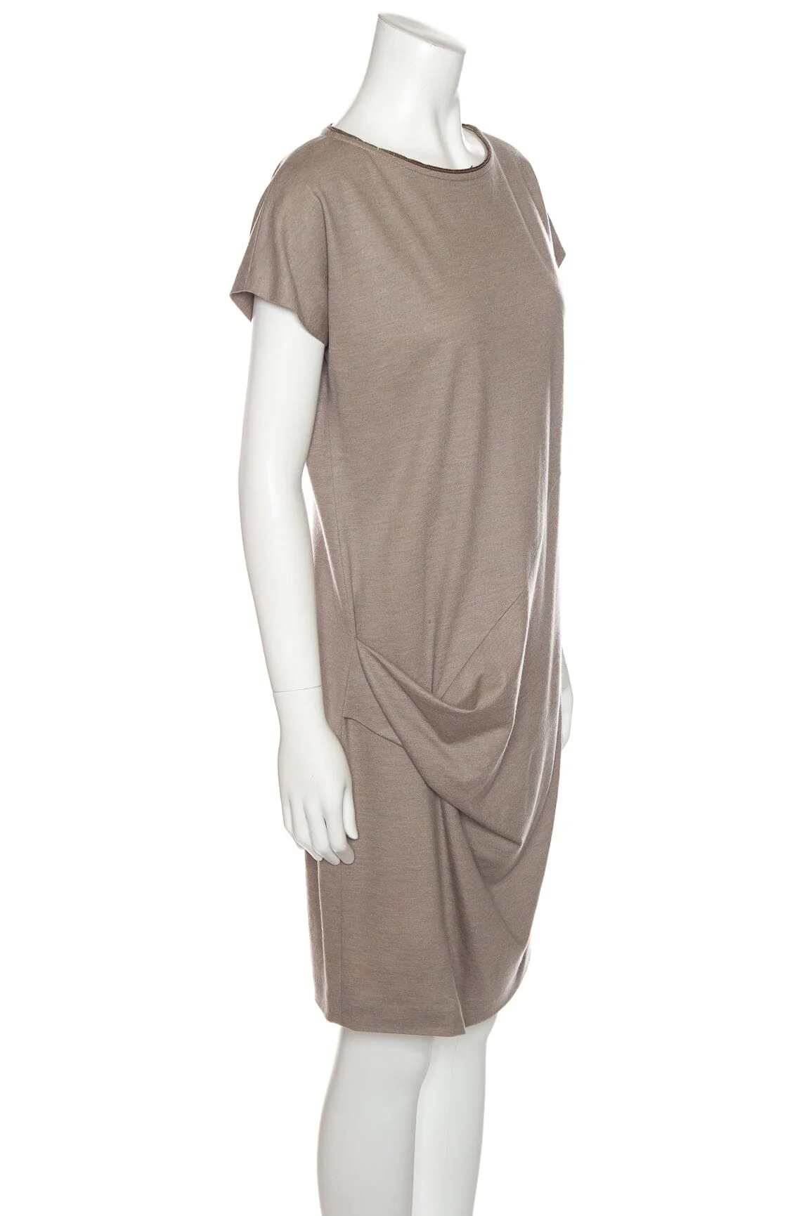 Brunello Cucinelli Taupe Crossover Mini Dress SZ M - Image 2