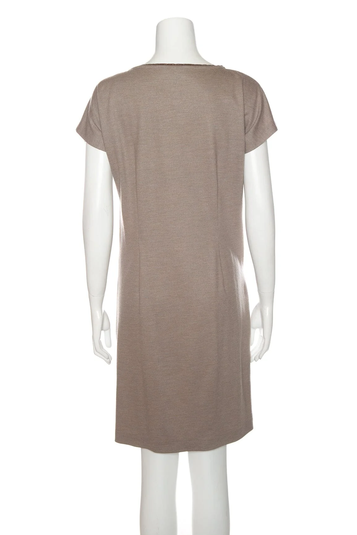 Brunello Cucinelli Taupe Crossover Mini Dress SZ M - Image 3