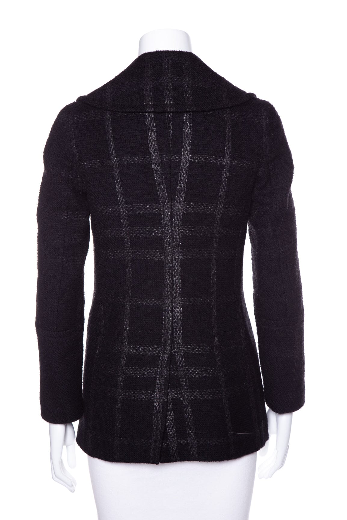 Burberry Black Plaid Knit Button Up Jacket SZ 2 - Image 3