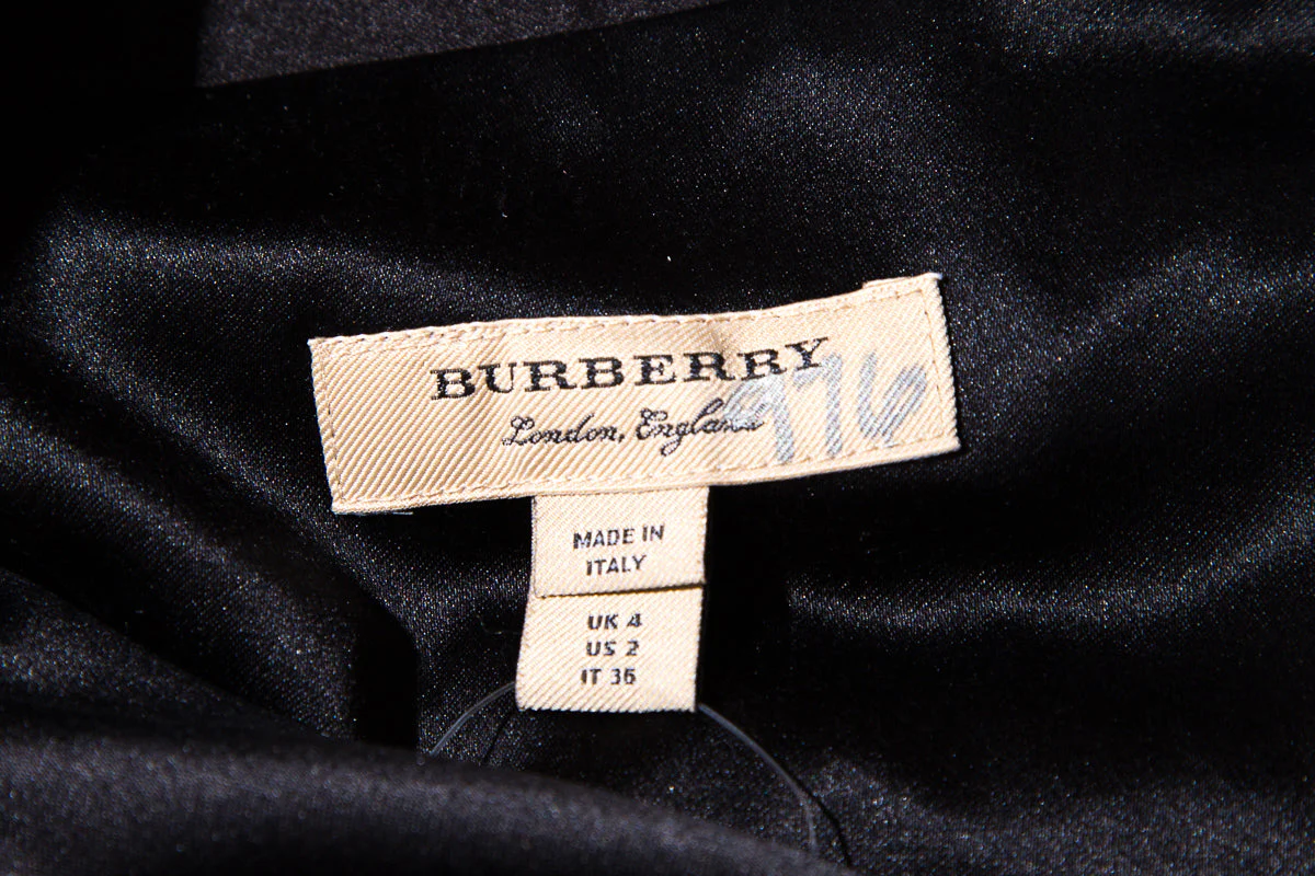 Burberry Black Satin Embellished Pleated Dress SZ 2 - Image 6