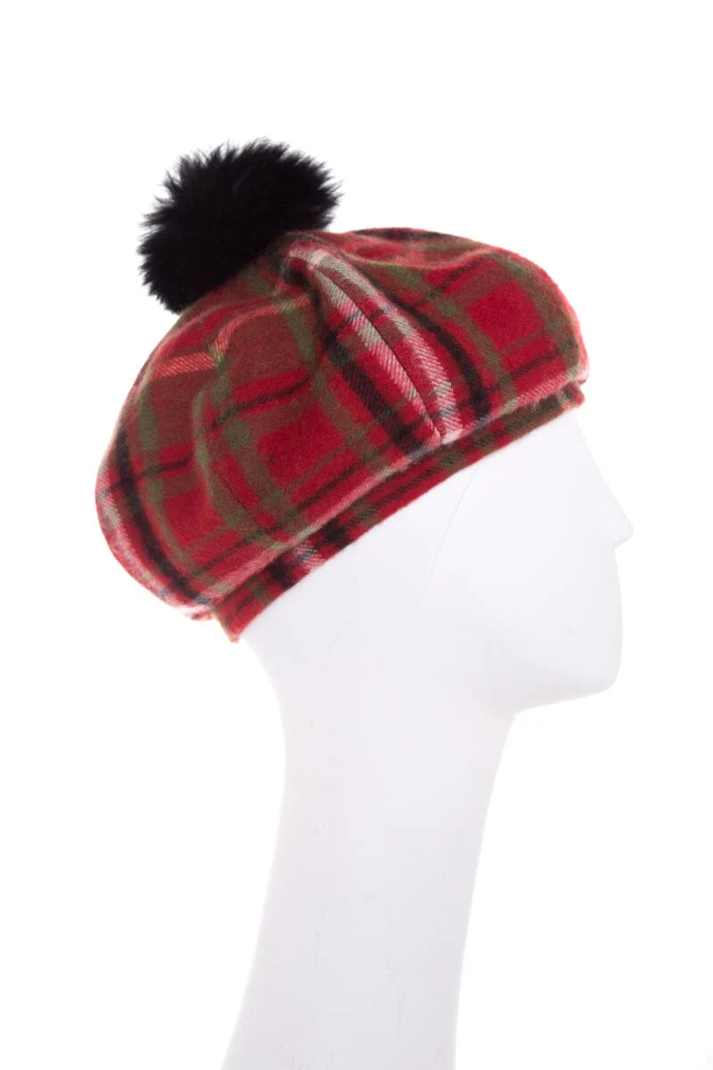 Burberry Cashmere Nova Check Pattern Beret SZ M - Image 3