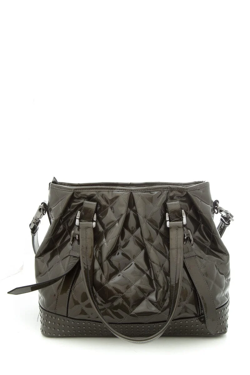 Burberry Green Patent Leather Lowry Studded Tote - Image 4