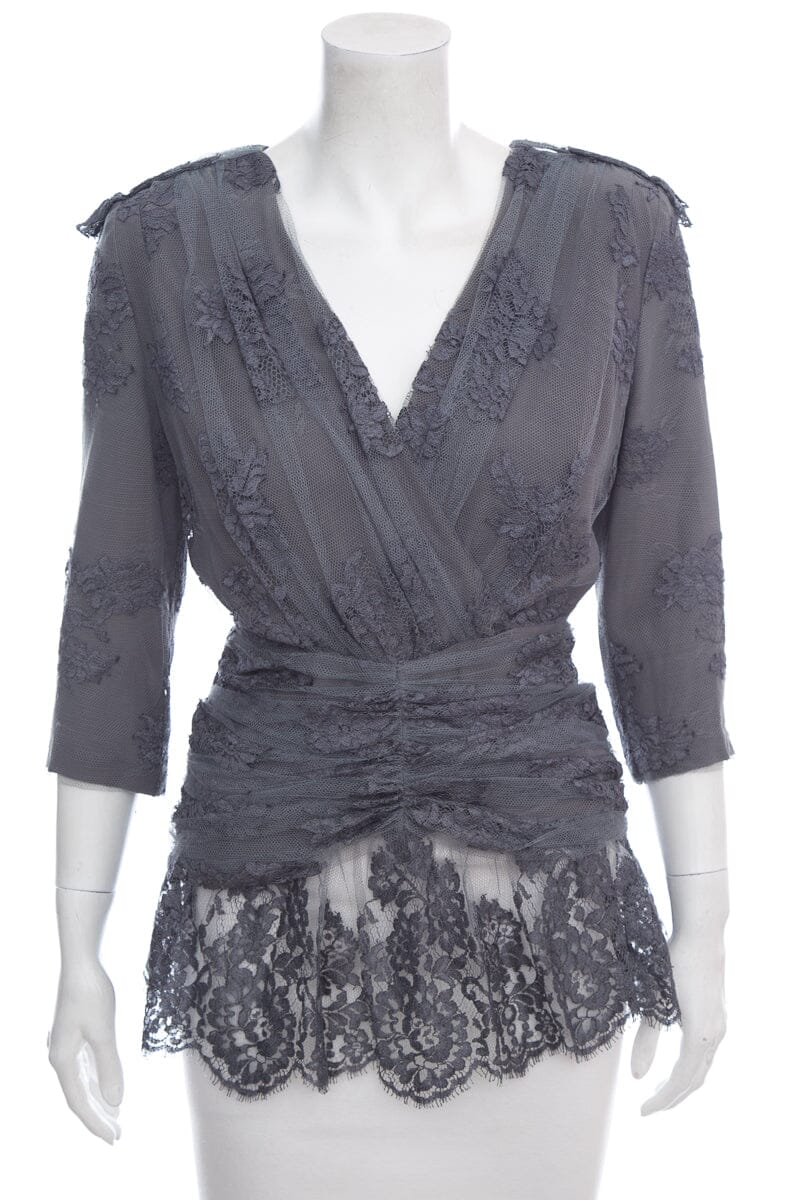 Burberry Grey Lace Top SZ 42 NWT