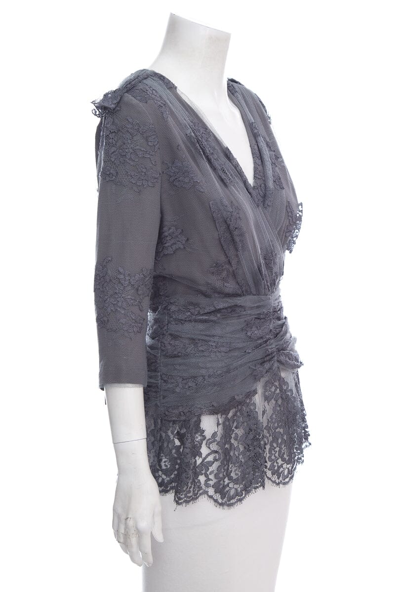 Burberry Grey Lace Top SZ 42 NWT - Image 2