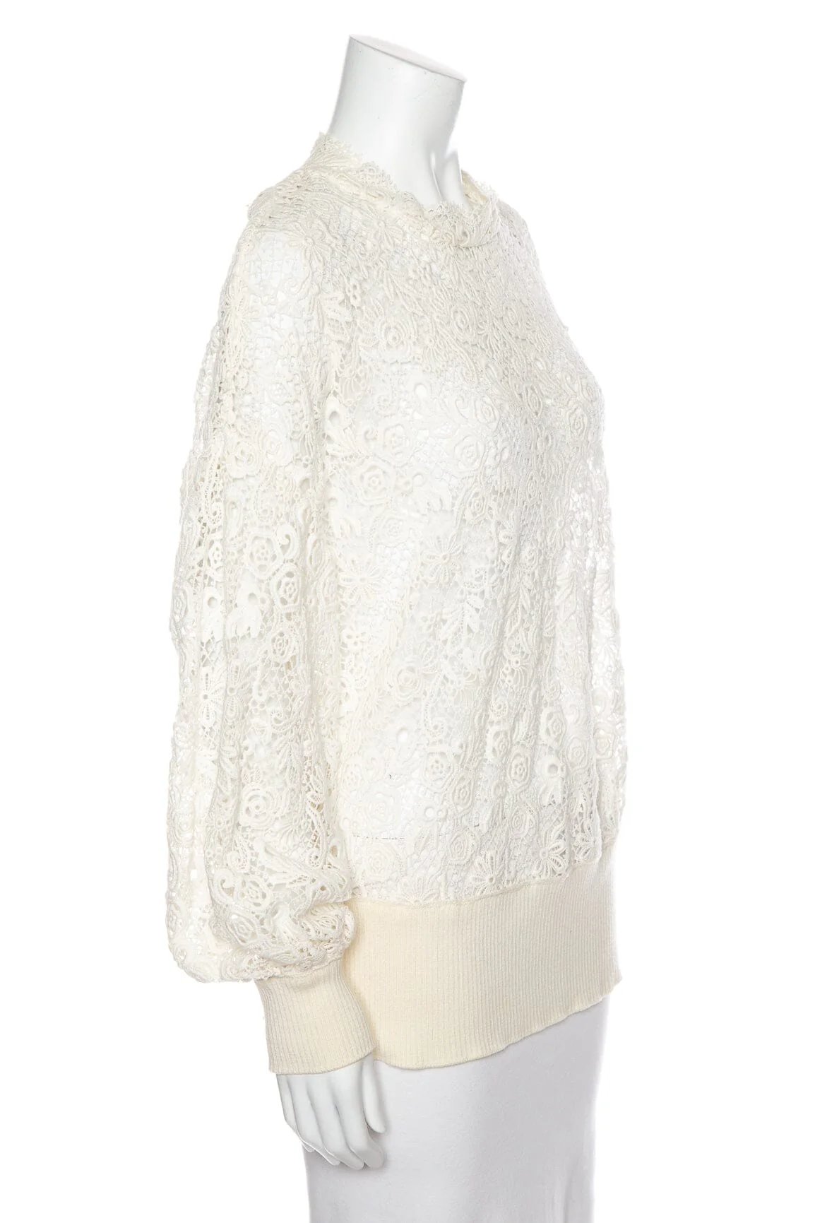 Burberry Ivory Crochet Lace Long Sleeve Blouse SZ N/A - Image 2