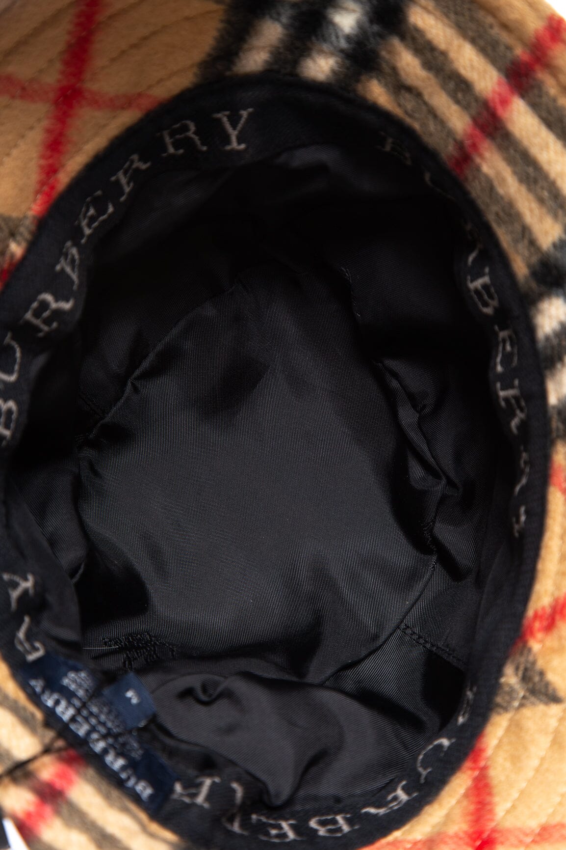 Burberry Nova Check Pattern Cashmere Bucket Hat SZ M - Image 3