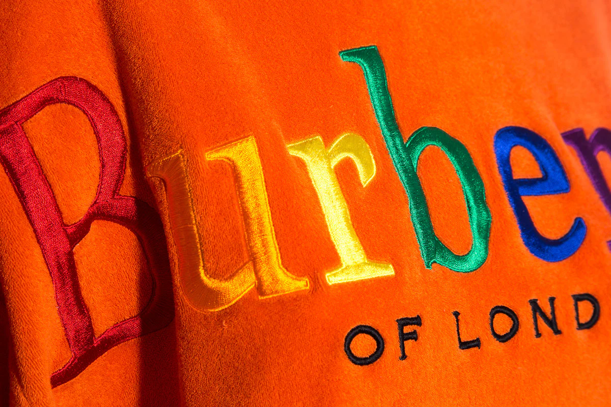 Burberry Orange & Multi Graphic Print Terry Cloth Sweatshirt SZ M - Image 5