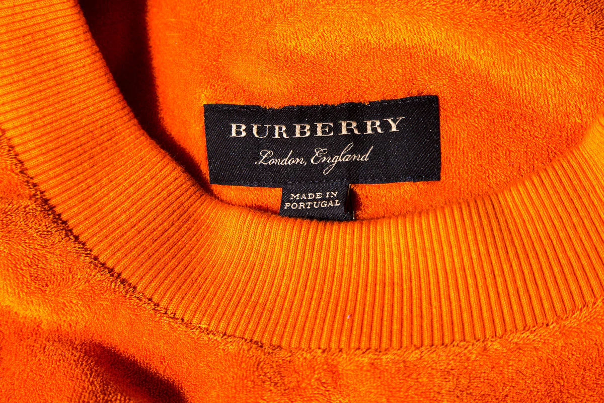 Burberry Orange & Multi Graphic Print Terry Cloth Sweatshirt SZ M - Image 6