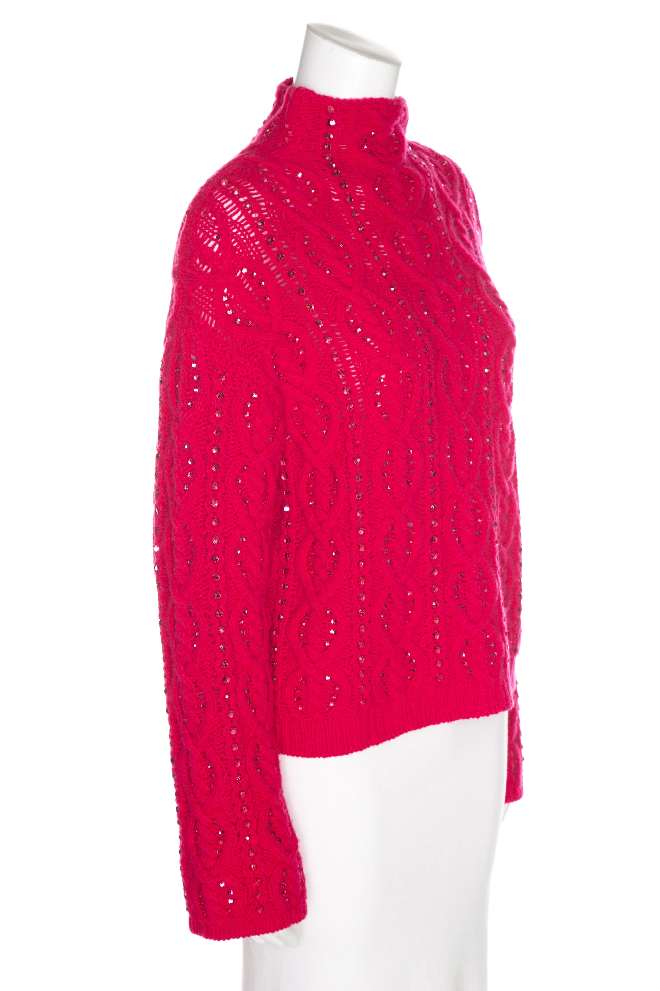 Carolina Herrera Berry Cable-Knit Box Cut Sweater SZ S - Image 2