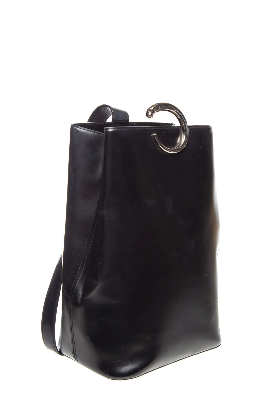 Cartier Black Leather Panthere Backpack/Bucket Bag - Image 3