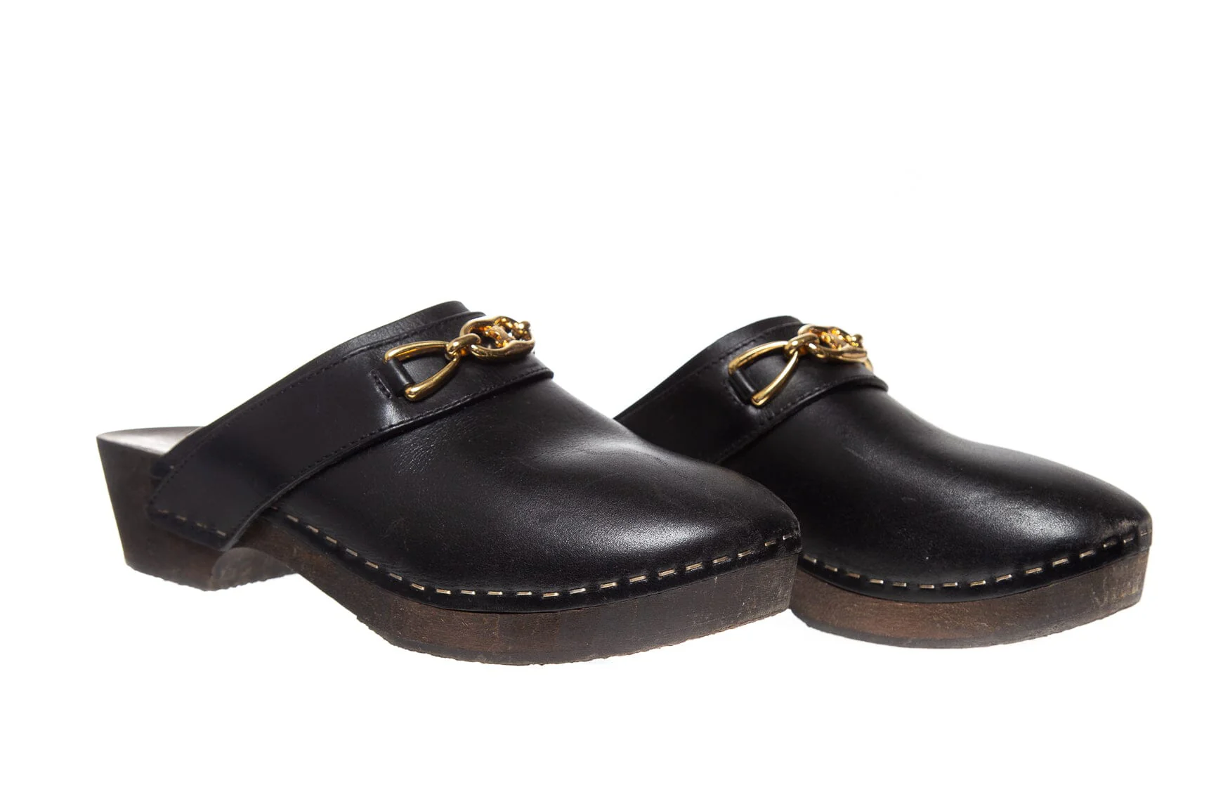 Celine Black Leather Les Bois Clogs SZ 38 - Image 3