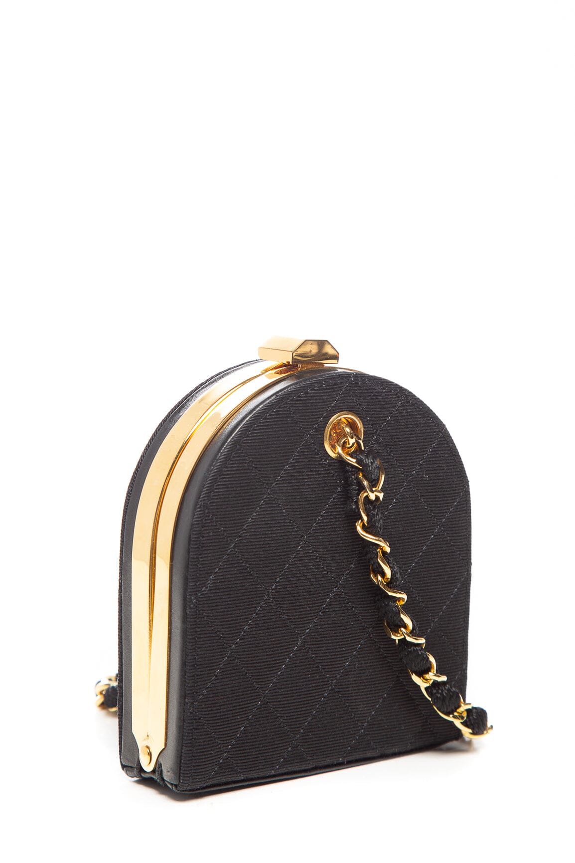 Chanel 1990 Vintage Black Quilted Canvas Mini Box Clutch Bag - Image 3