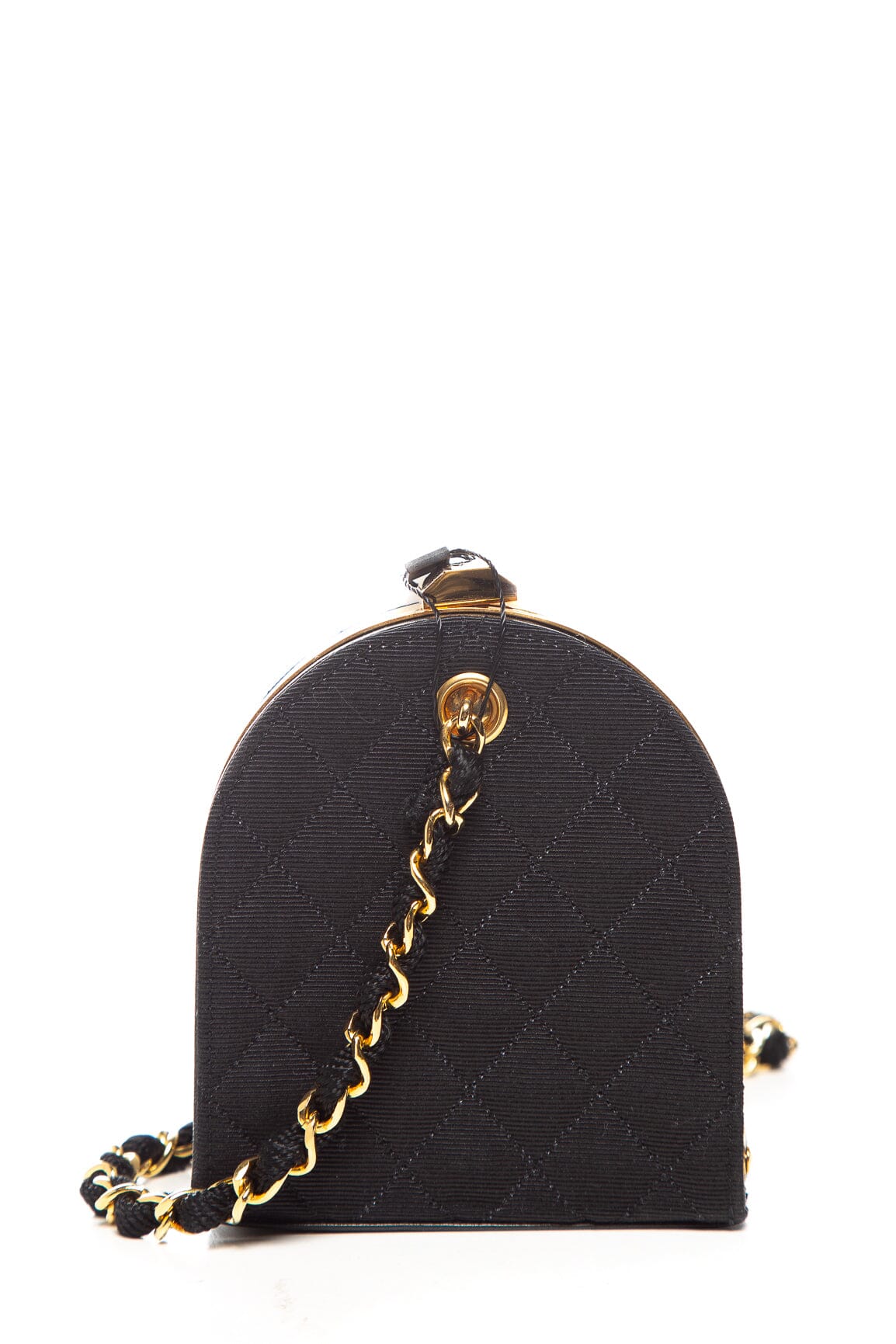 Chanel 1990 Vintage Black Quilted Canvas Mini Box Clutch Bag - Image 4
