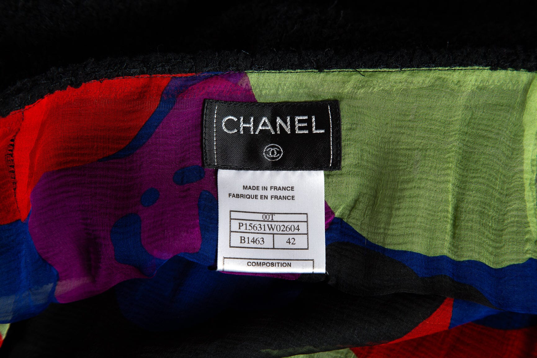Chanel 2000 Black Multi Tweed Skirt SZ 42 - Image 4