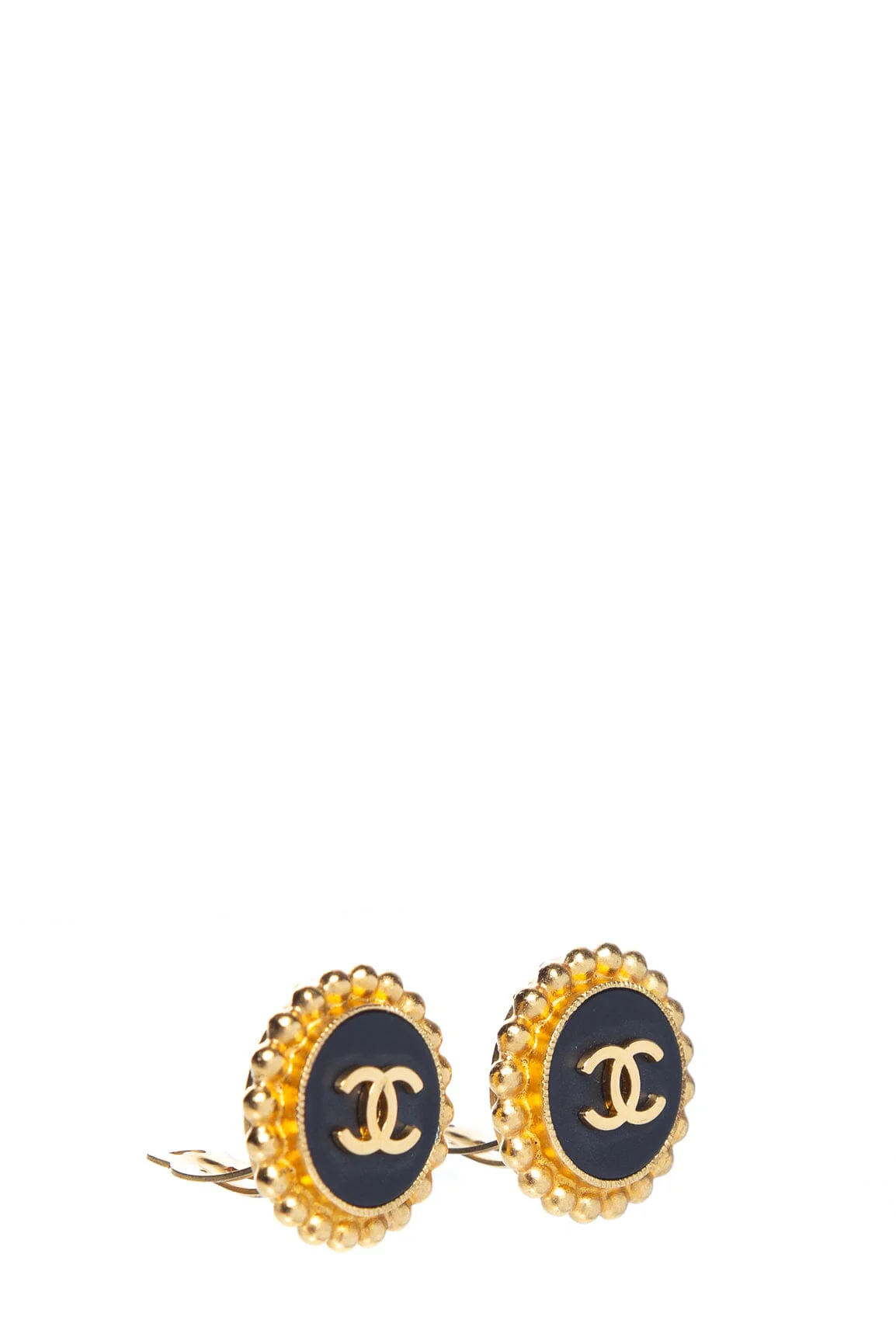 Chanel 2004 Spring Gold and Black Enamel Round Earrings - Image 2