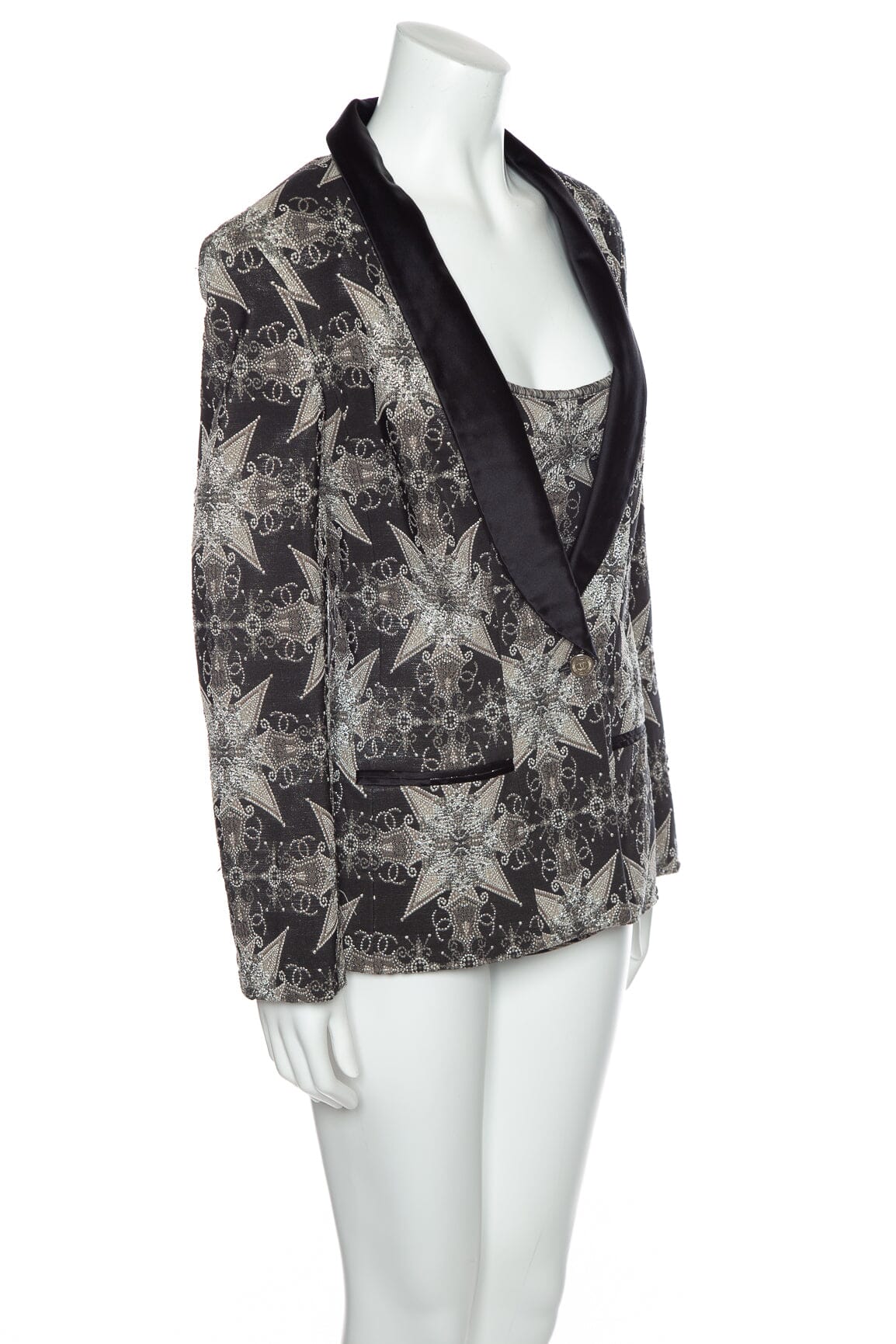 Chanel 2006 Spring Paris Black and Silver Embellished 2pc Set SZ 42/44 - Image 4