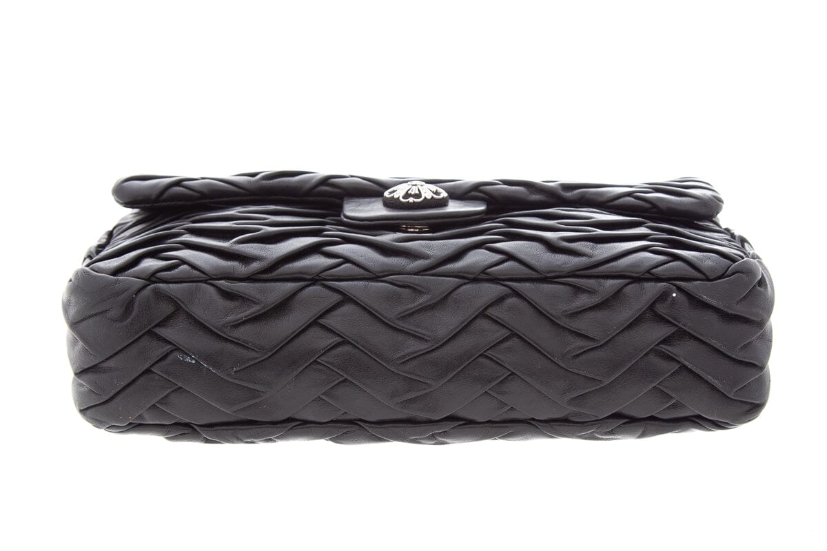Chanel 2008 Black Lambskin Pleated Leather Single Flap Handbag - Image 5