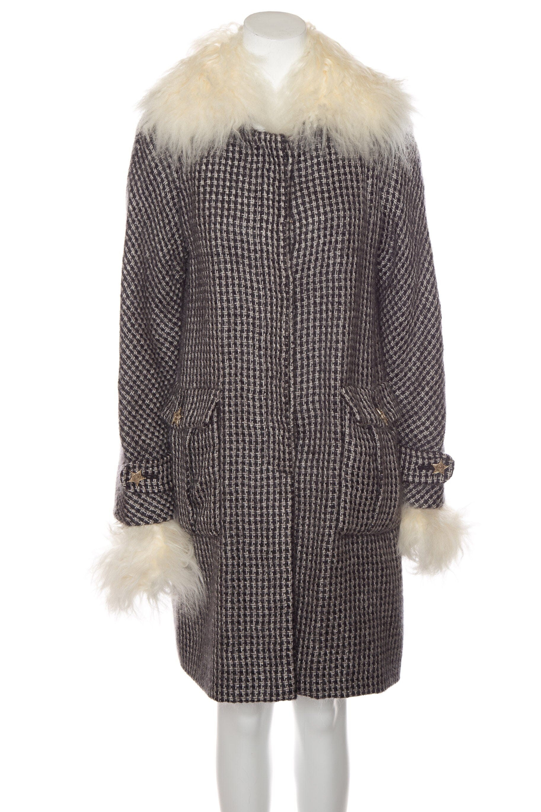 Chanel 2010/20 Navy/White Tweed Knit Coat SZ 38