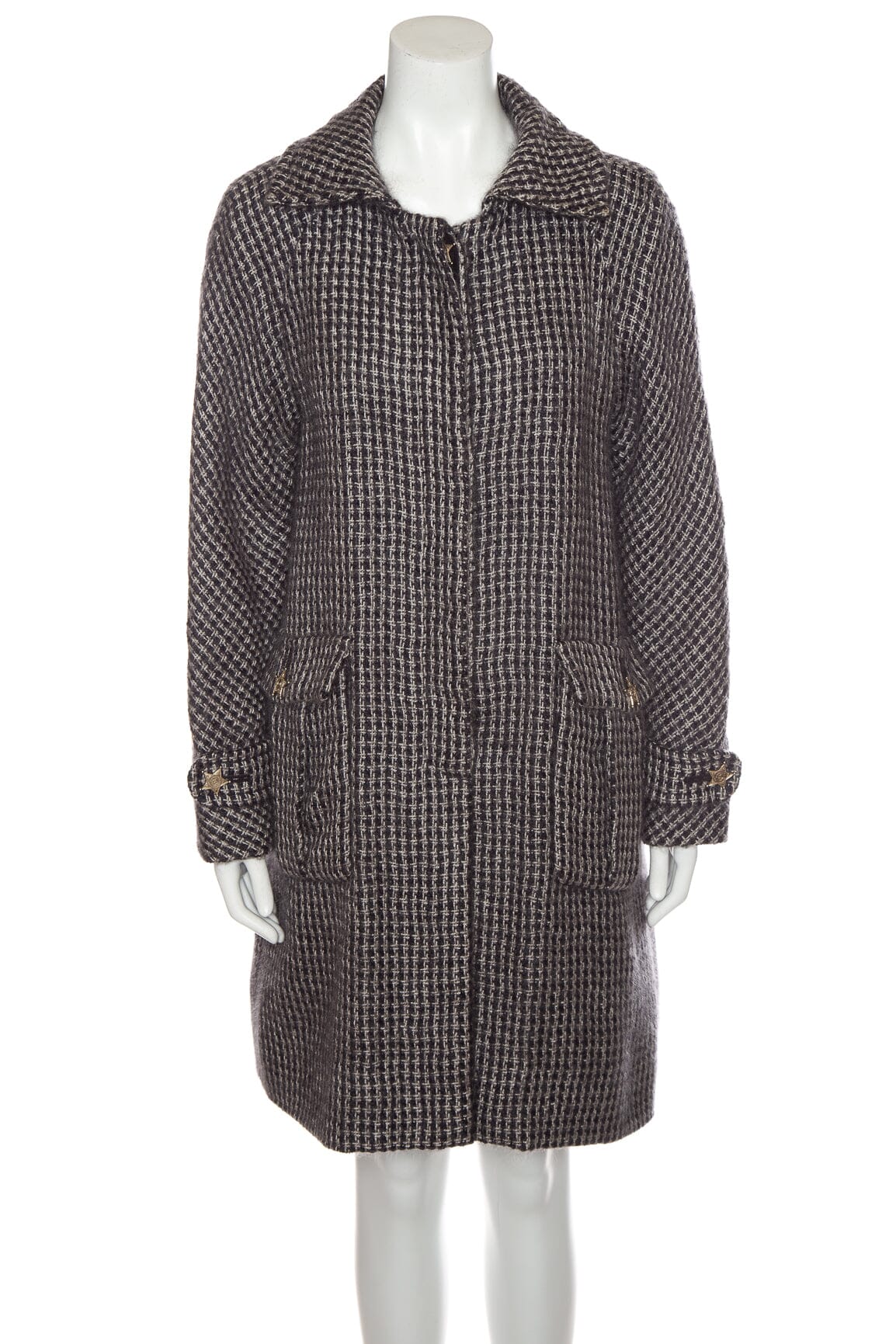 Chanel 2010/20 Navy/White Tweed Knit Coat SZ 38 - Image 2