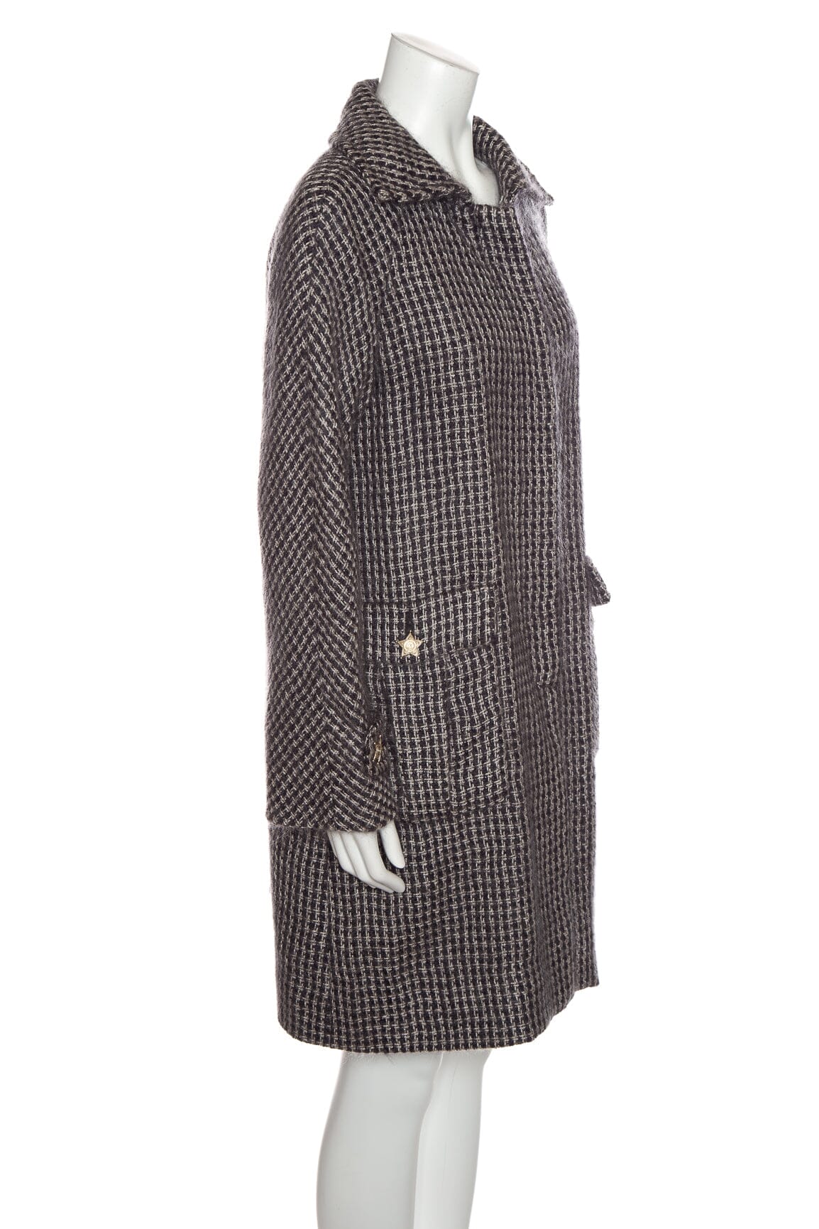 Chanel 2010/20 Navy/White Tweed Knit Coat SZ 38 - Image 3