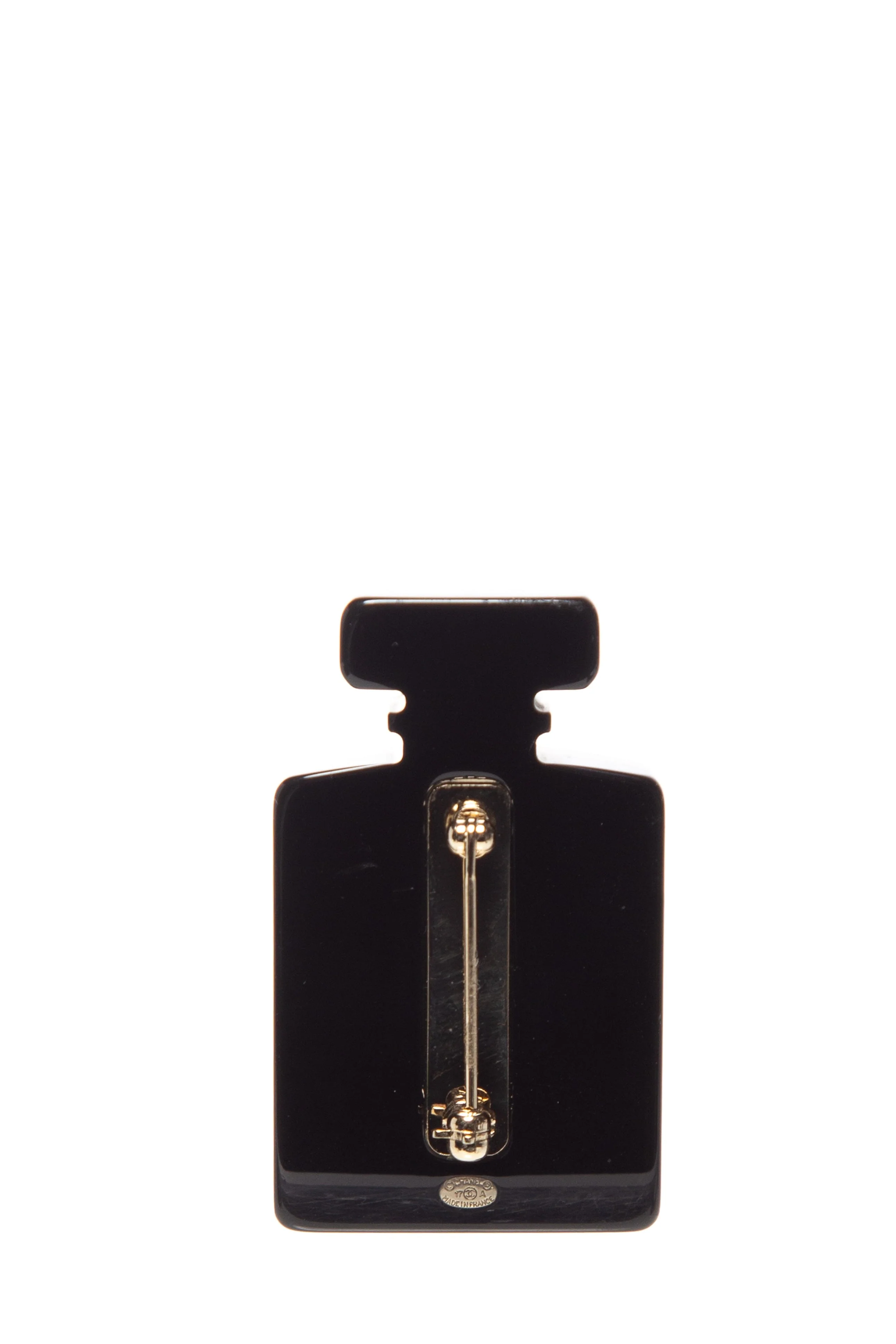 Chanel 2017 Black and Gold N5 Perfume Bottle Pin - Image 3