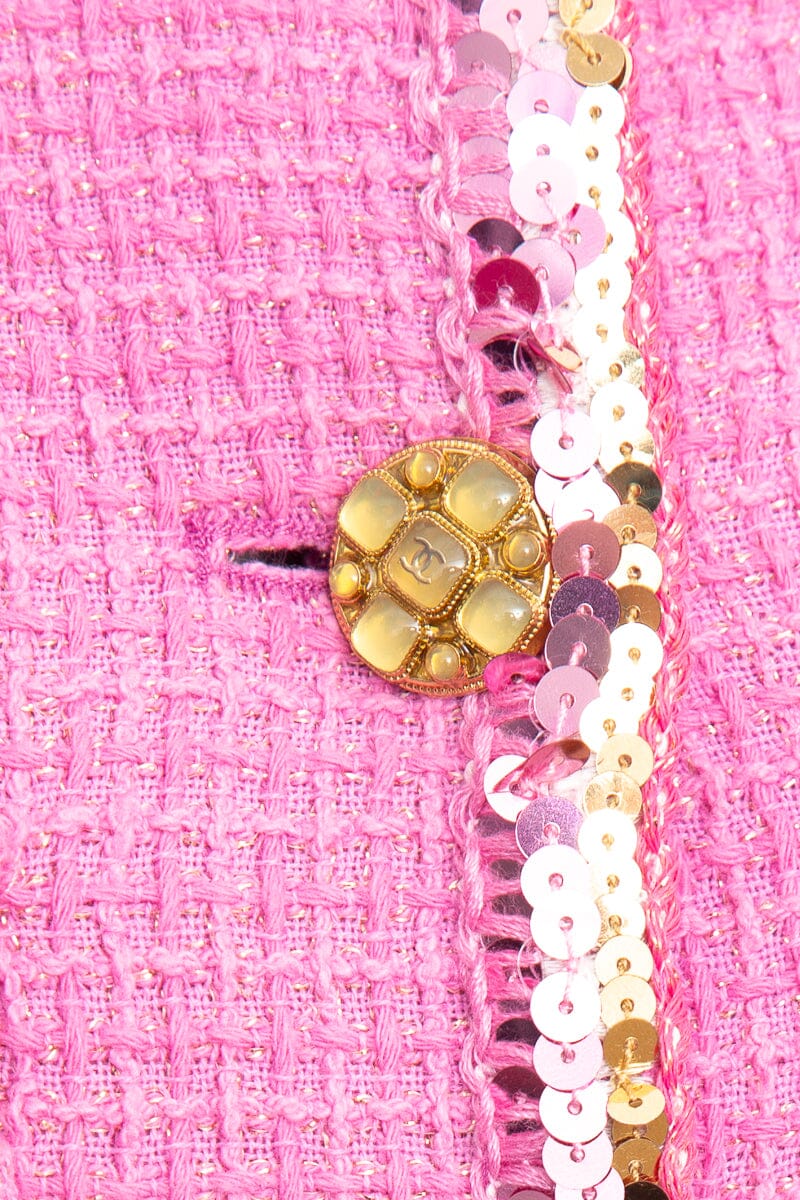 Chanel 2022 Tweed Pink Mini Dress SZ 36 - Image 5