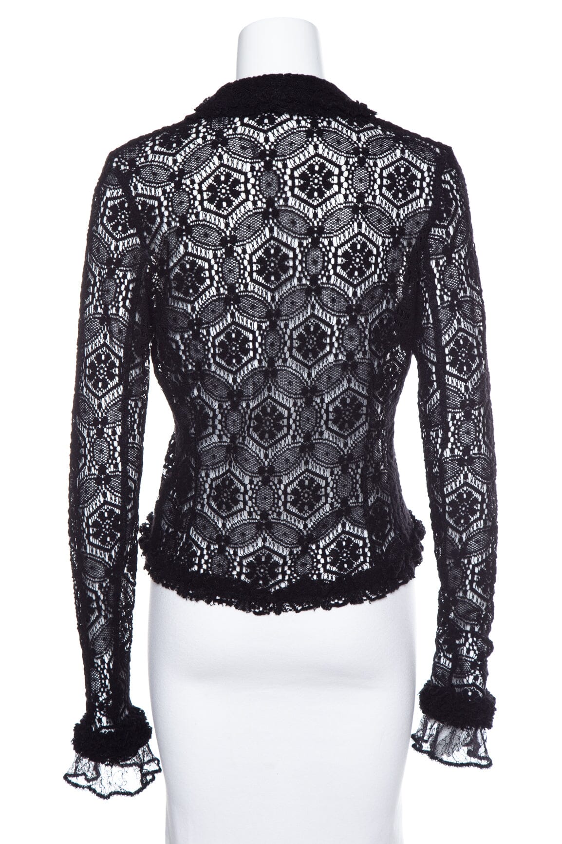 Chanel Black Crochet Ruffle Sweater SZ N/A - Image 3