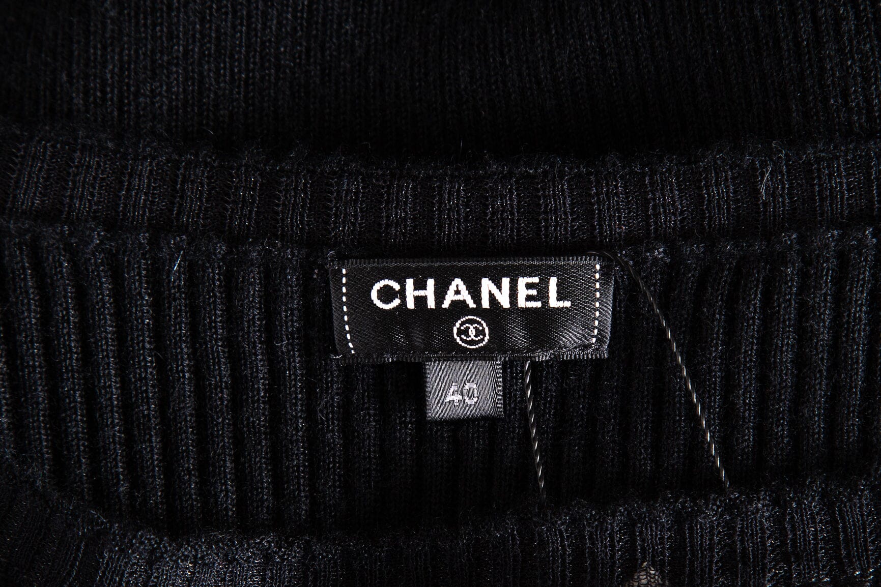 Chanel Black Knit Ruffle Sleeve Mini Dress SZ 40 - Image 4