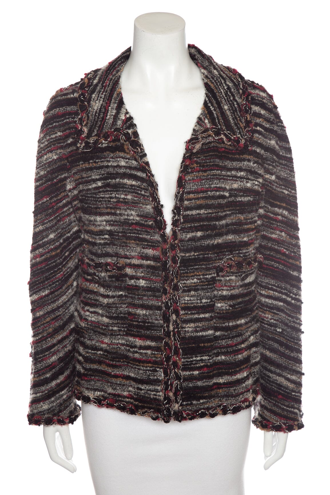 Chanel Black Multi Tweed Pattern Jacket SZ 46