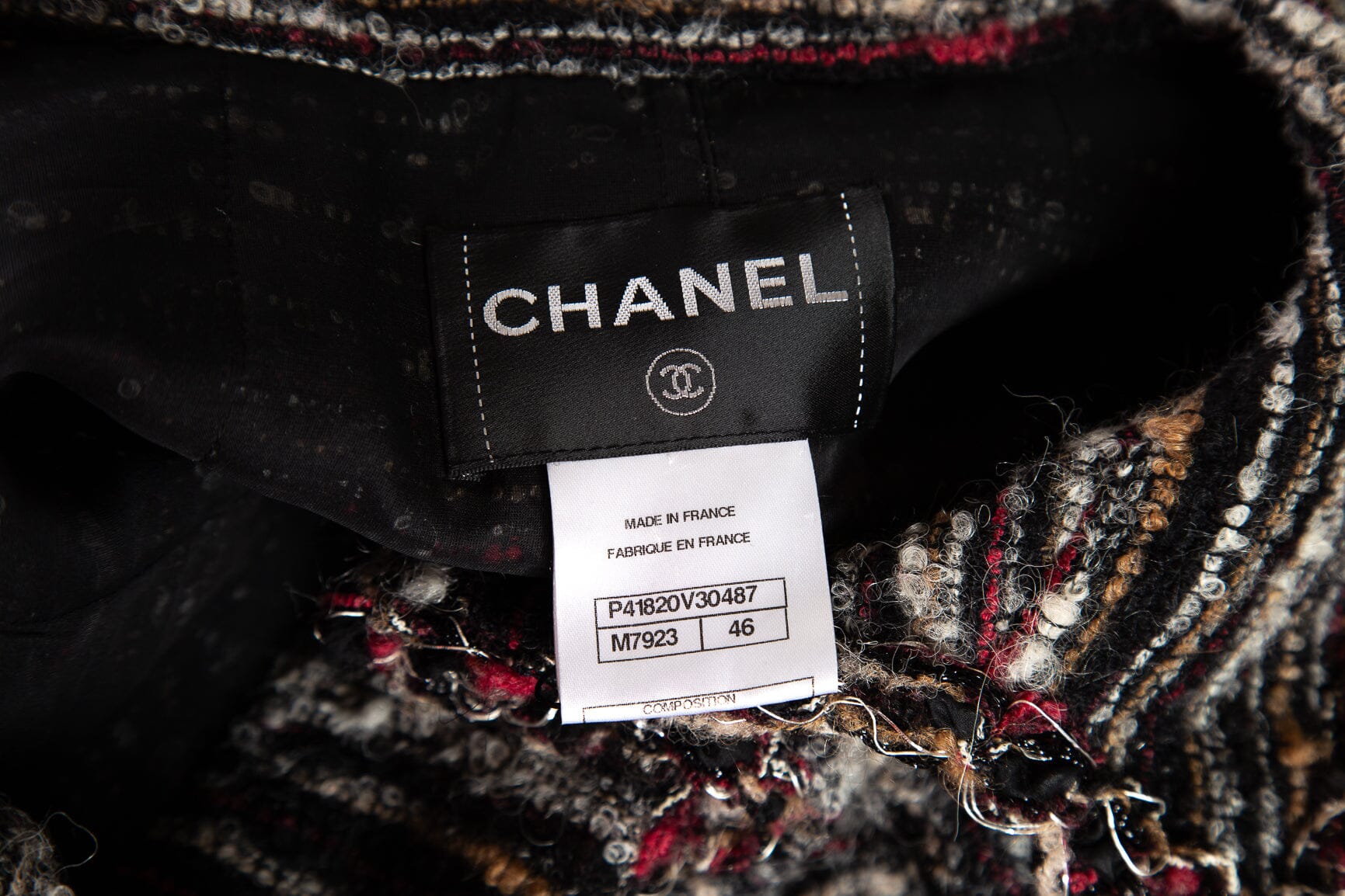 Chanel Black Multi Tweed Pattern Jacket SZ 46 - Image 4