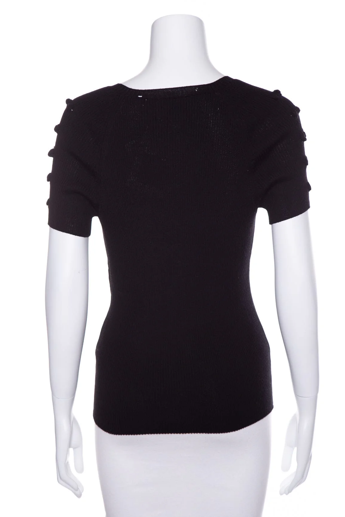 Chanel Black Ribbed Short Sleeve Sweater SZ 42 NWT - Image 3
