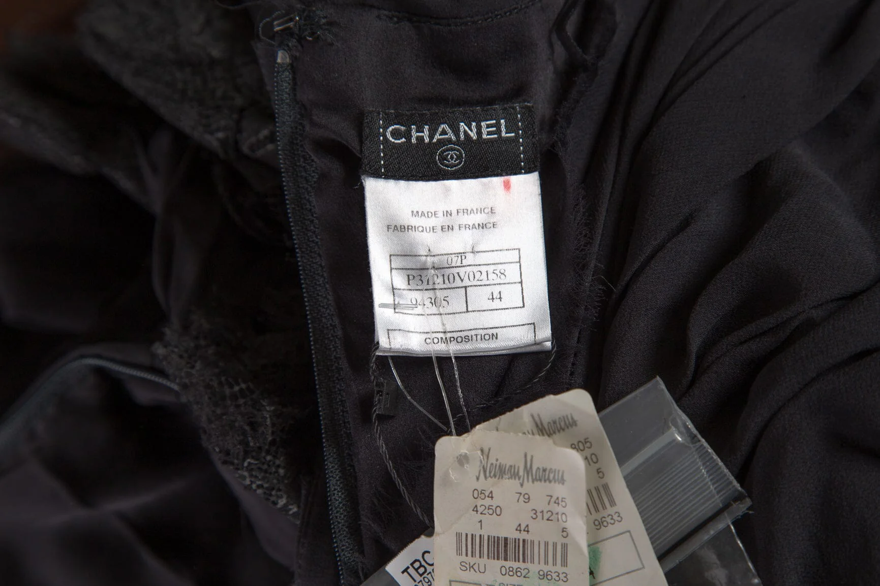 Chanel Black Ruffle and Lace Gown SZ 44 - Image 4