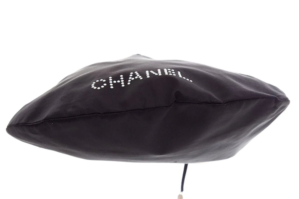 Chanel Black Satin & Pearl Stud Detail Handbag - Image 4