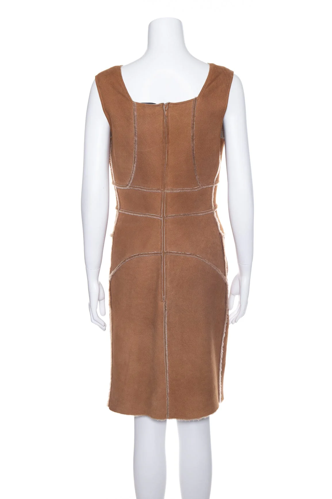 Chanel Brown Shearling Sleeveless Dress SZ 40 - Image 3
