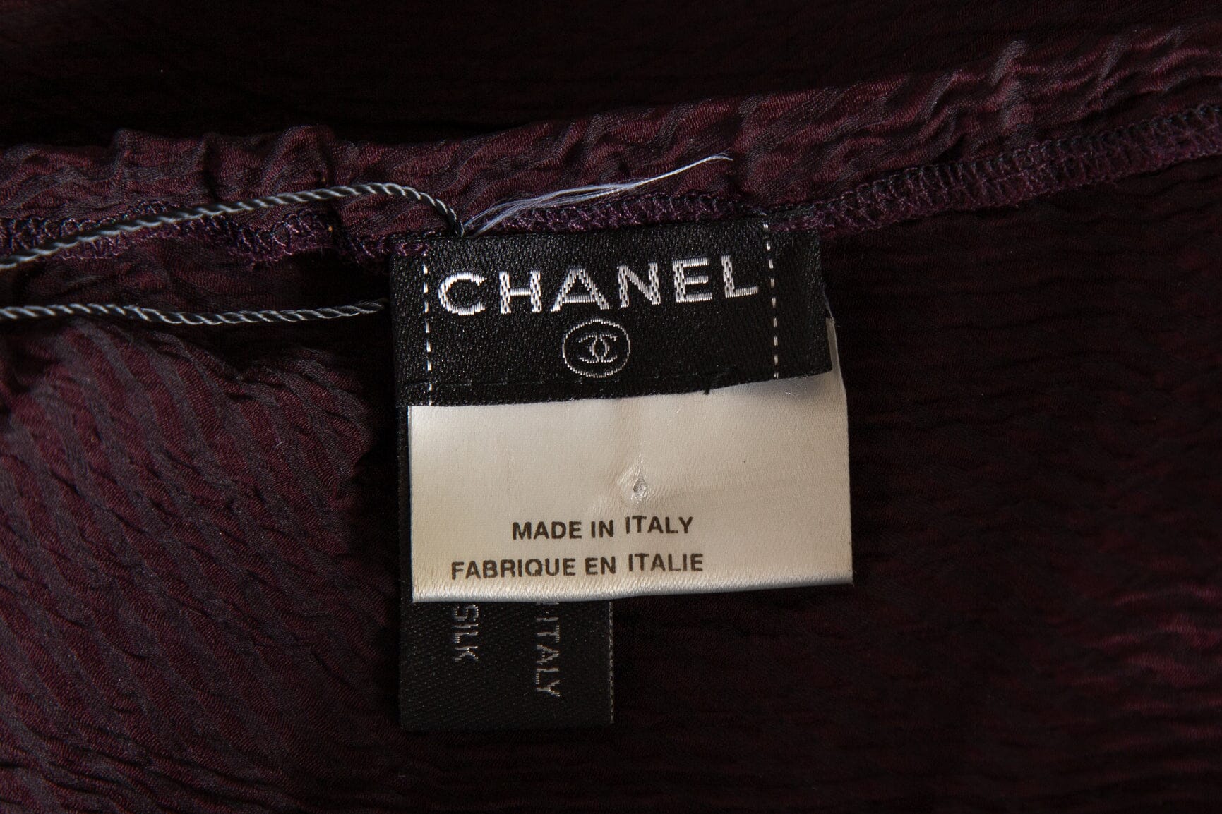 Chanel Burgundy Silk Sheer V-Neck Top SZ 38 - Image 5
