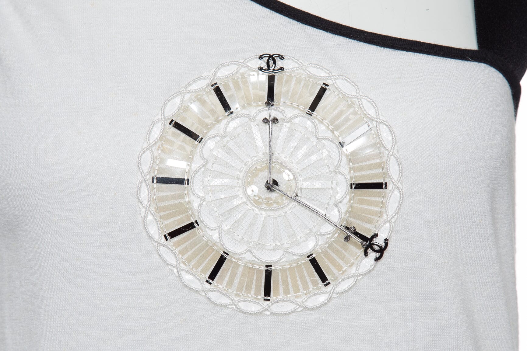 Chanel Cream One Shoulder Clock Design Tank SZ 40 - Image 4