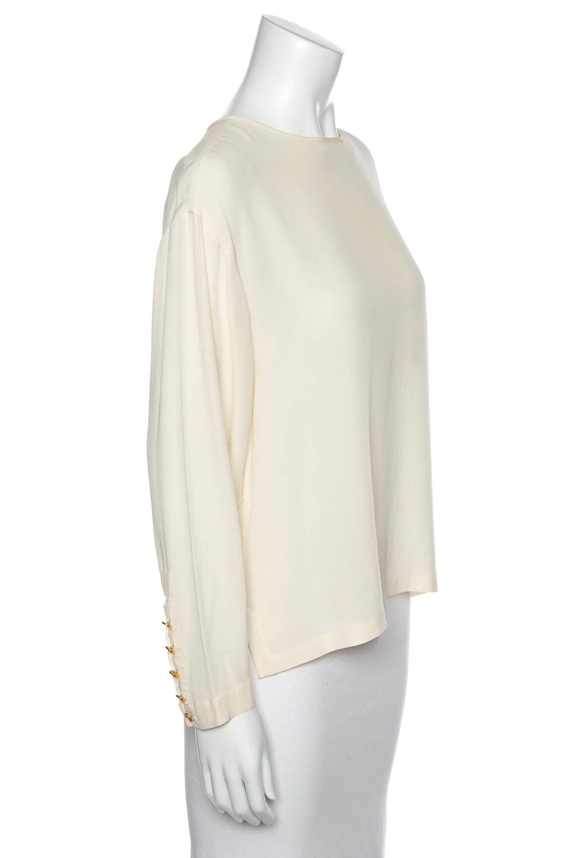 Chanel Cream Silk Long Sleeve Blouse SZ N/A - Image 2