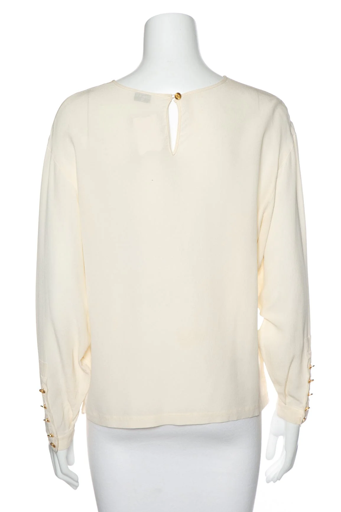 Chanel Cream Silk Long Sleeve Blouse SZ N/A - Image 3