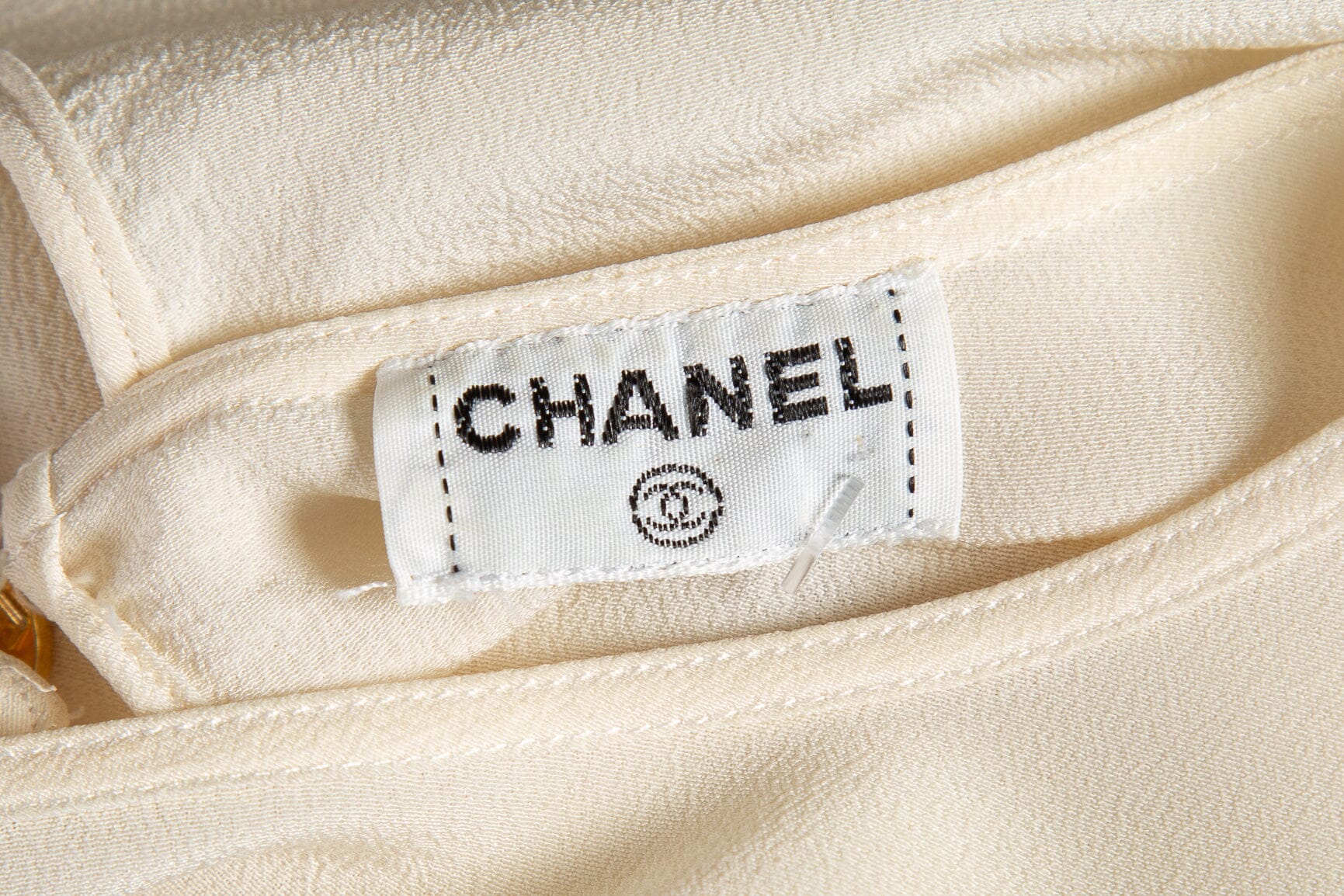 Chanel Cream Silk Long Sleeve Blouse SZ N/A - Image 4