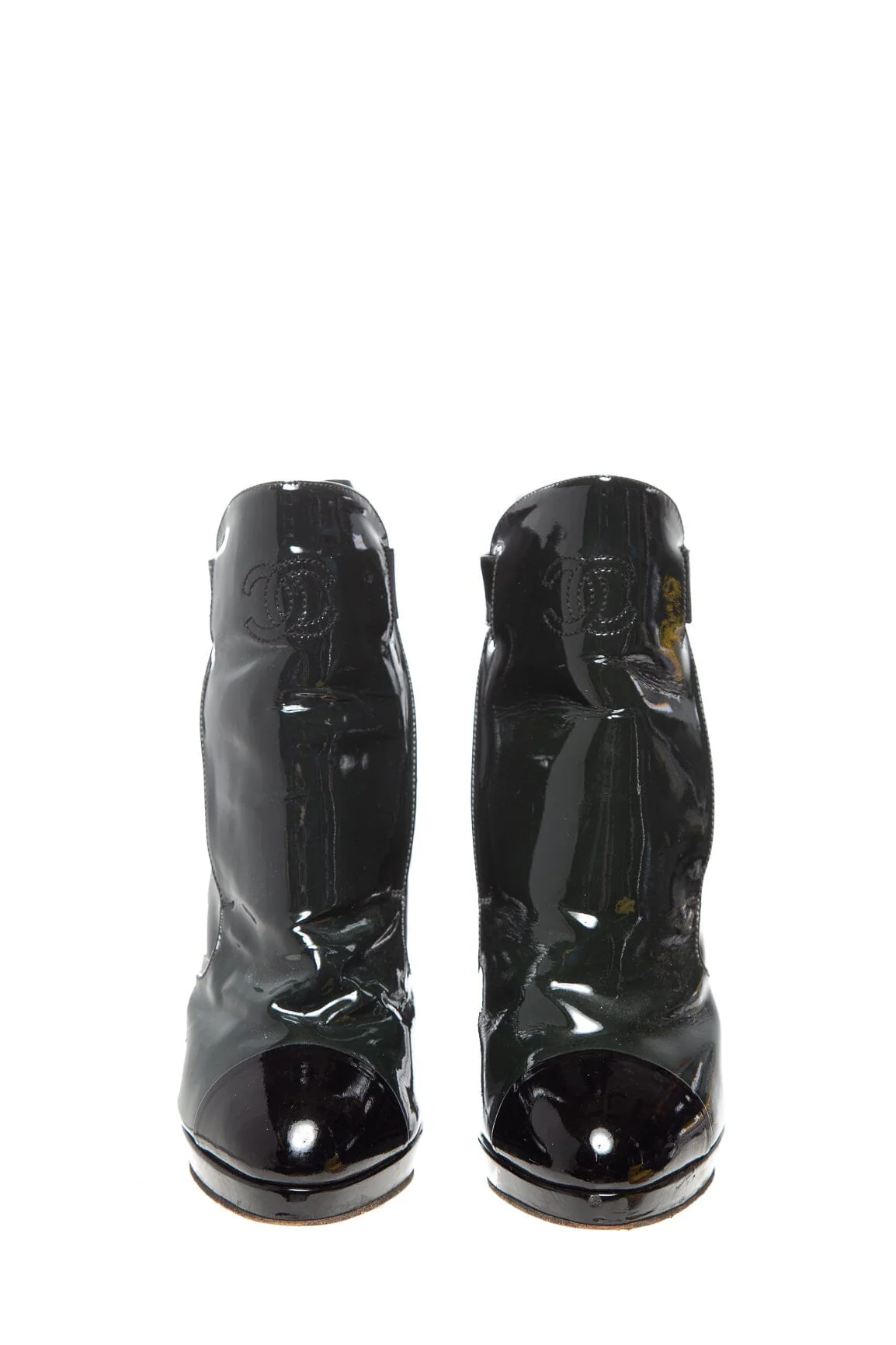 Chanel Green and Black Patent Leather Boots SZ 40.5 - Image 3